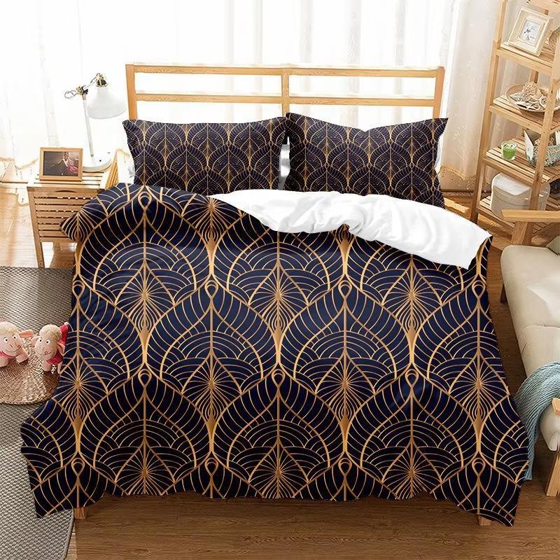 Irregular Fan-Shaped Pattern Bedding Set Abstract Geometric Duvet Cover Set Microfiber Twin Queen Comforter Cover For Kids Teen
