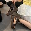 Fashion Retro Women Sandals Fashion Leather Women Boots Breathable Platform Shoes Casual Mid Heels Women Wedges Shoes Sandalias Mujer