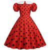 Retro-weißes Polka Dot Swing-Kleid mit großem Revers