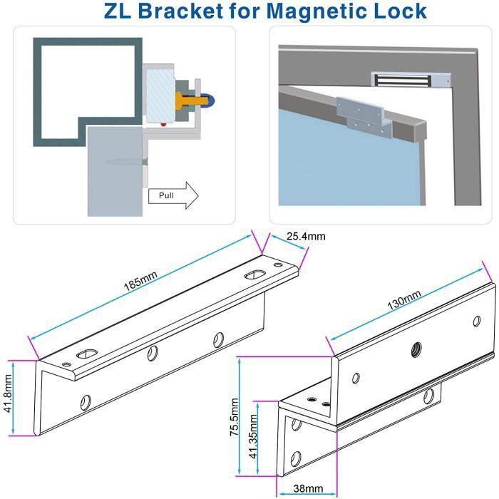 Support de serrure magnétique - uhppote - z&amp;l - aluminium haute résistance - 180kg - installation facile