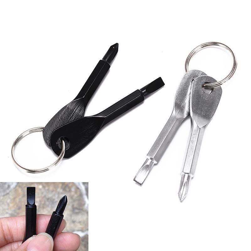 2Pcs/Set Multi Tool Key Ring Screwdriver Outdoor Pocket Tool Set With Keychain