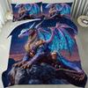 3Pcs Starry Sky Moon Purple Blue Dragon Bedding Set 3D Printed Fantasy Winged Dragon Duvet Cover Set For Bedroom