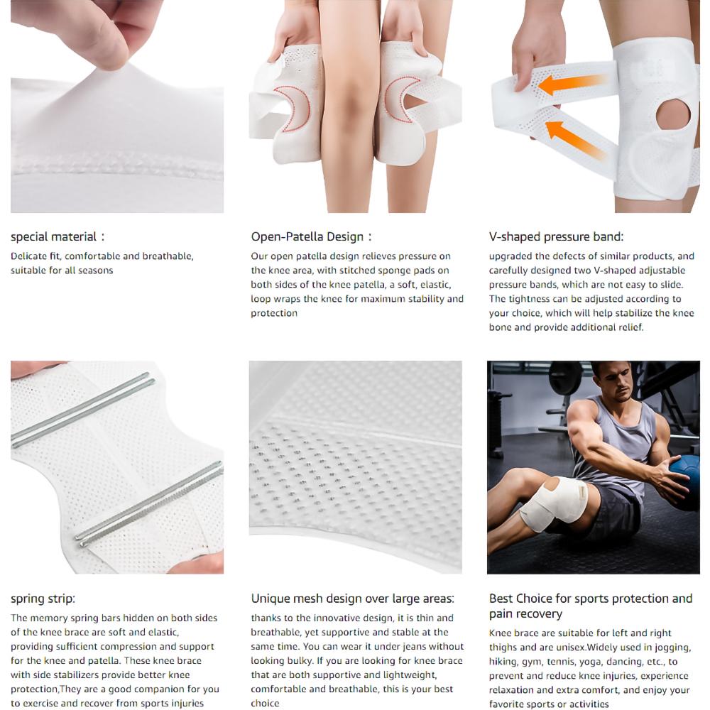 Verstärkte Kompressions-Knieschützer mit seitlichen Stabilisatoren, atmungsaktive, verstellbare Knieschützer für die Genesung von Knieschmerzen, Arthritis und Verletzungen