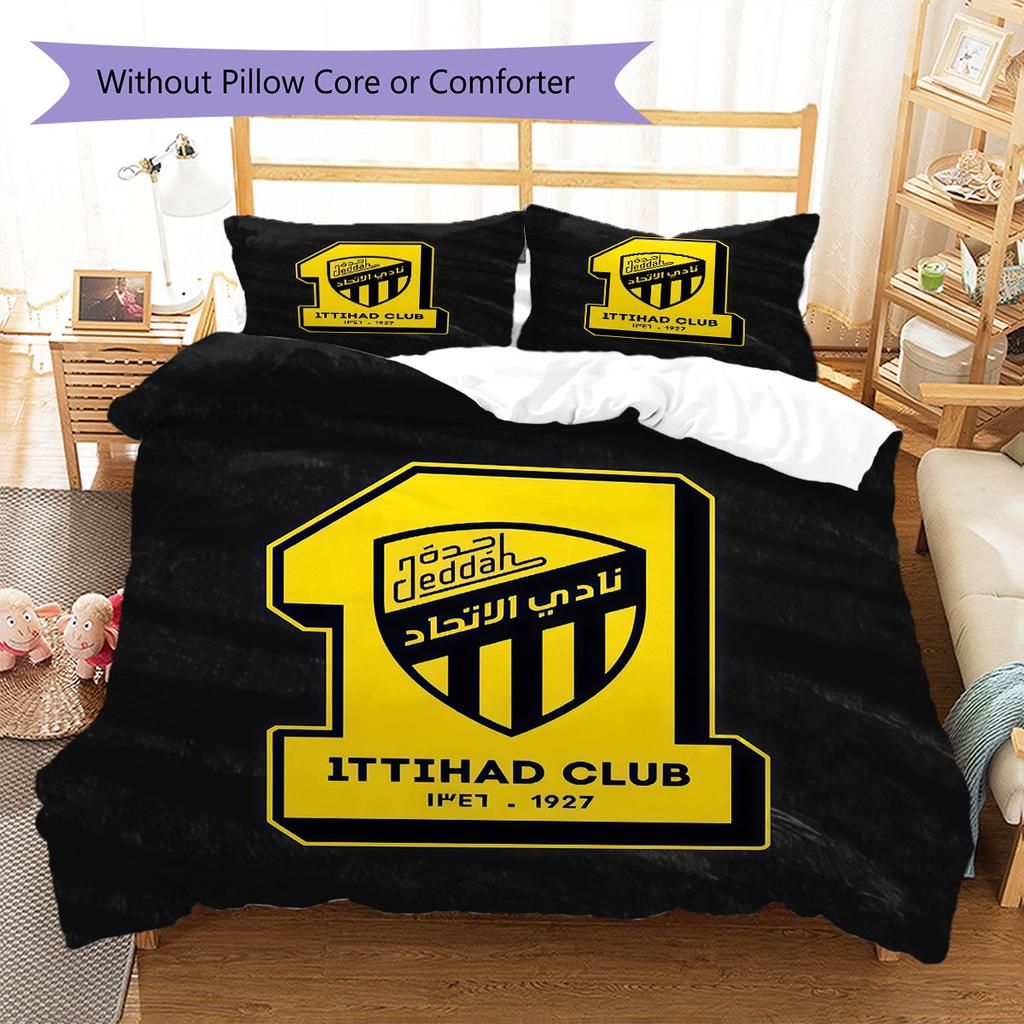 Al-Ittihad FC Pattern Bedding,Quilt Set Quilt Cover Pillowcase Home Birthday Gift(1 * Duvet Cover + 2 * Pillowcase, Without Core)