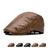 2025 Autumn and Winter PU Solid Newsboy Caps Men and Women Painter Beret Hats 147