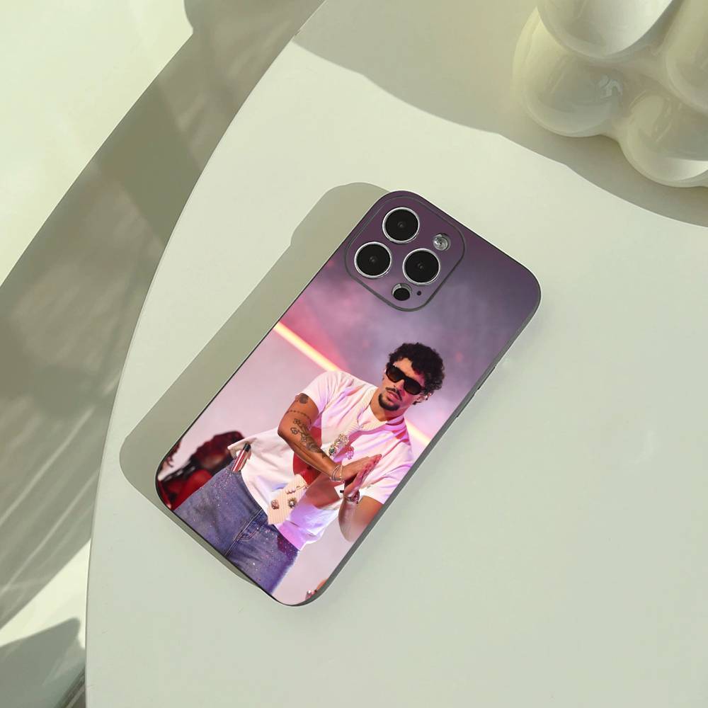 rapper-Bad- Bunny Phone Case For iPhone 17,16,15,14,13,12,11 Pro Max,16Plus,XS Lightweight and Practical Soft Black Cover