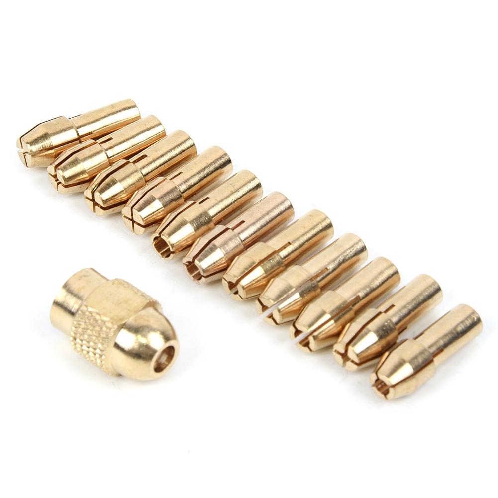 12pcs Brass Chuck Collet M8*0.75 Rotary Tools Toolholding Shank Drill Bits