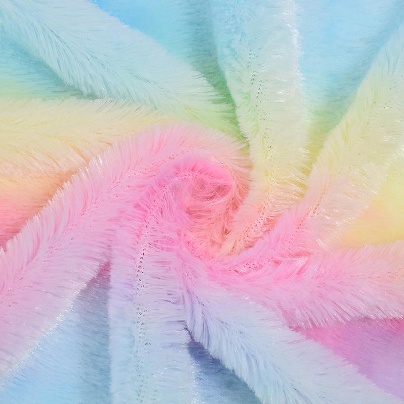 Seven-Color Velvet Rainbow Tie-Dye Gradient Flannel Fabric for Toys & Home Textiles