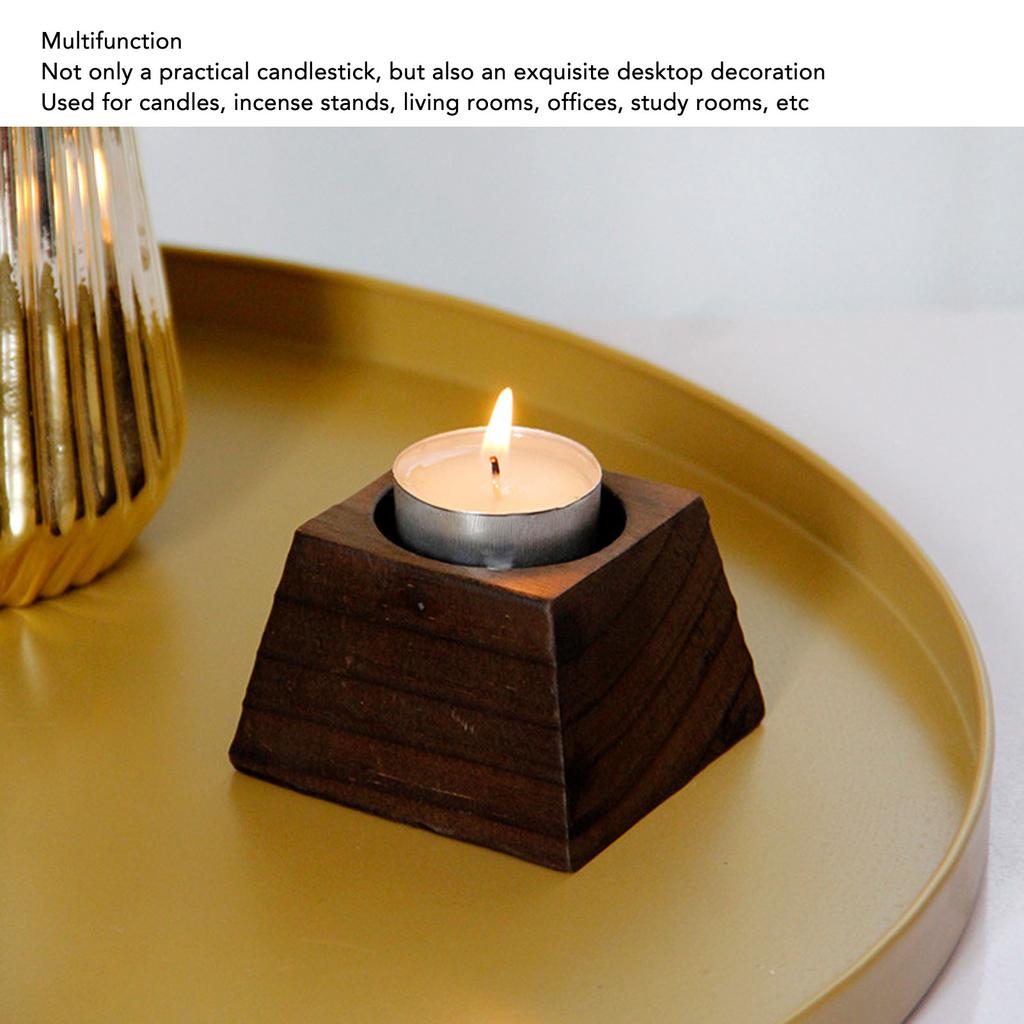Candle Holder Trapezoid Wood Retro Table Decoration Ornament for Christmas Day Wedding