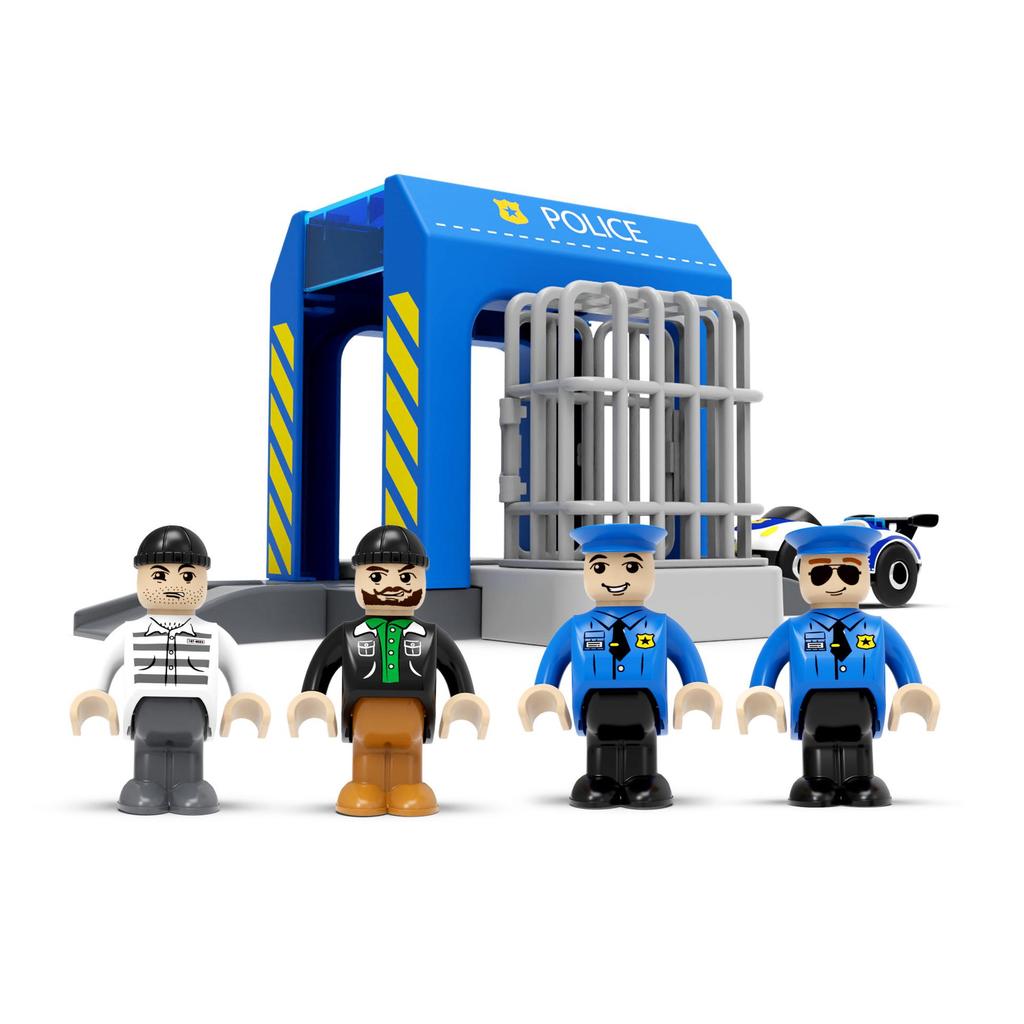 MyCarver Magnetic Police Car Set: Includes Police Officer Figurine, Compatible with Wooden Tracks