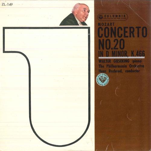

10inch Record WALTER GIESEKING, PHIHARMONIA ORCHE - Mozart Piano Concerto No. 20 In D M ZL149 COLUMBIA Japan Classical Used