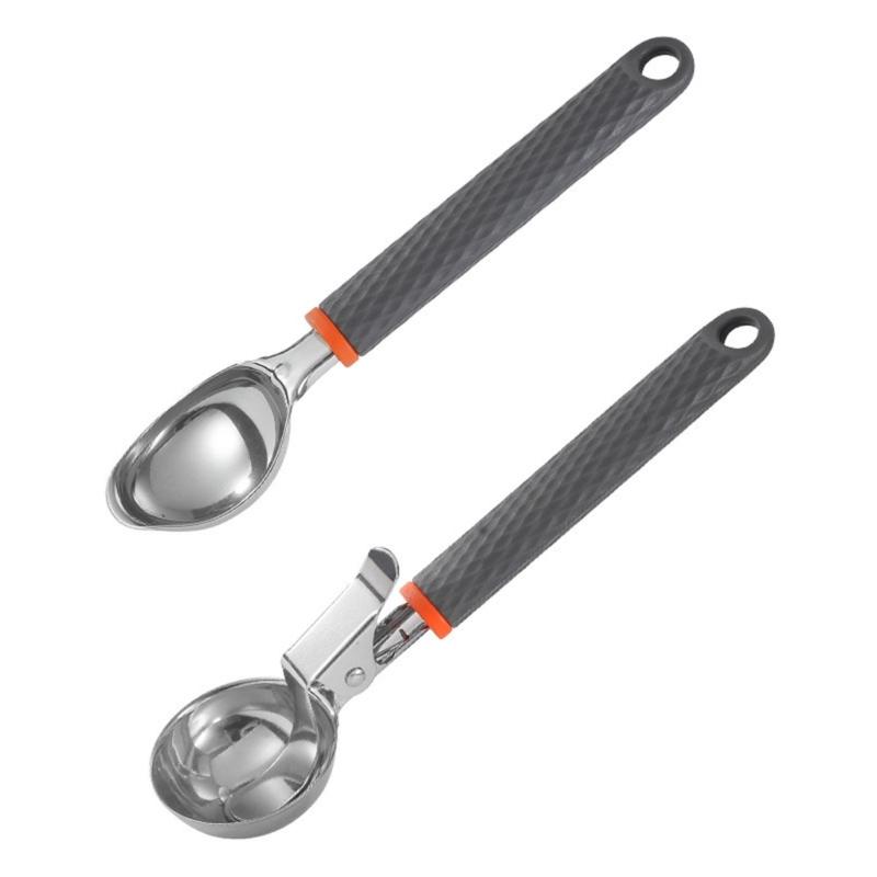 Steel Ice Cream Scooper Balling Function Press Triggers Ergonomic Handle For Fruit And Dessert Making In Any Kitchen