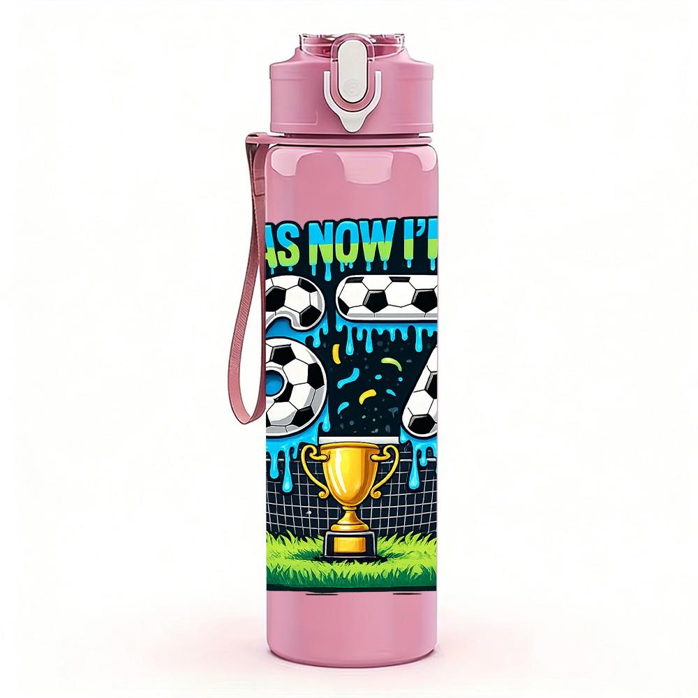 1PC 677 Trophy Sport Badge Print 750ml Color Plastic Sports Water Bottle Leakproof Flip Straw Lid Suitable for Sports Office Home Use