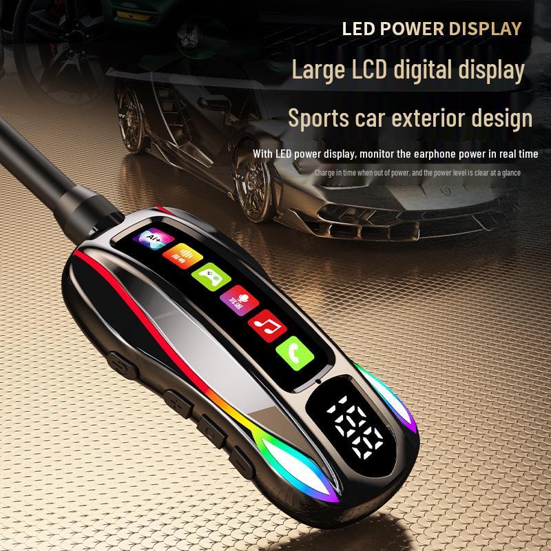 Wireless Neckband Bluetooth Headphones with Long Battery, Memory Card Slot, K-Song Ear Monitor, and HD Call Function.