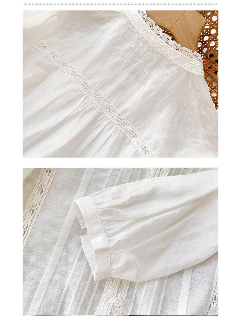 Autumn Women's French Long Sleeve White Shirt - Chic Socialite Style for European & American Fashion