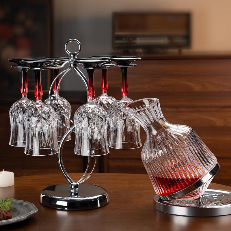 Handon Ribbed Wine Glass Set with Rack