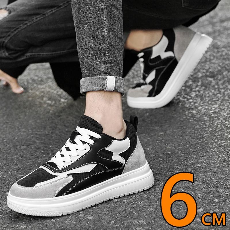6cm Höhenerhöhung Schuhe Unisex Echtes Leder & Mesh Atmungsaktiv Leicht Lässige Sneakers Bequemes Elevator Schuhwerk