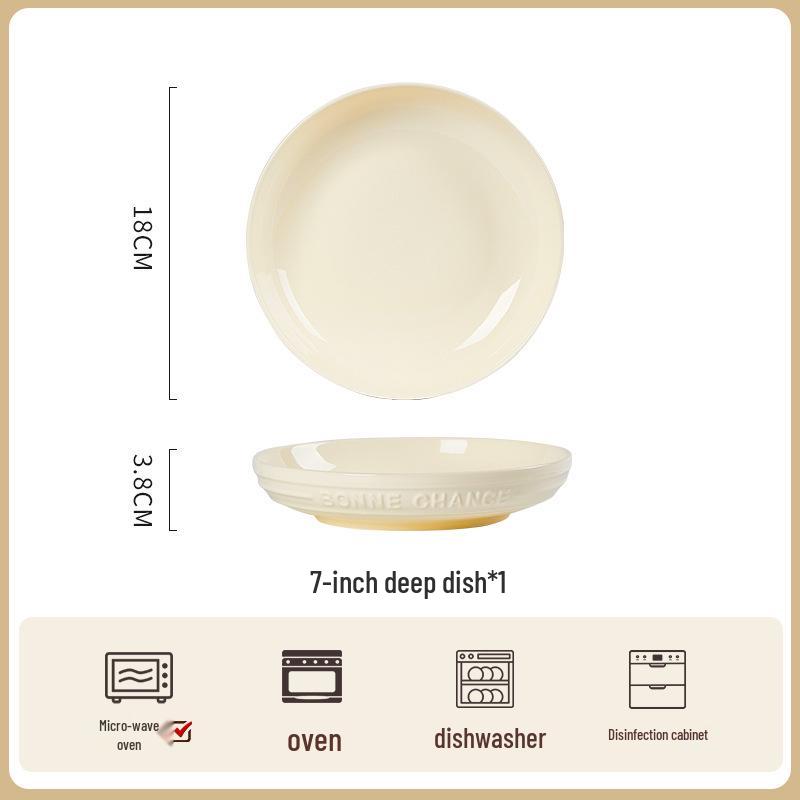 French Cream Style Underglaze Ceramic Bowl Set (2025), Including Rice Bowl, Plate, and Chopsticks.