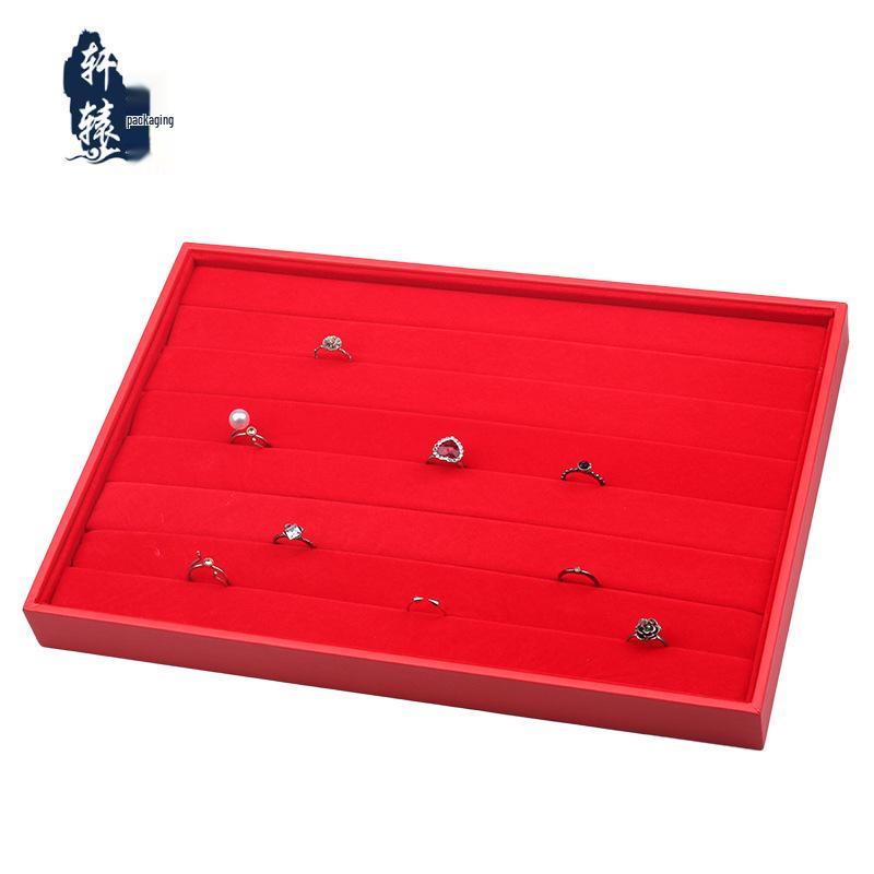 Red Jewelry Display Tray for Rings, Necklaces, Bracelets, and Earrings