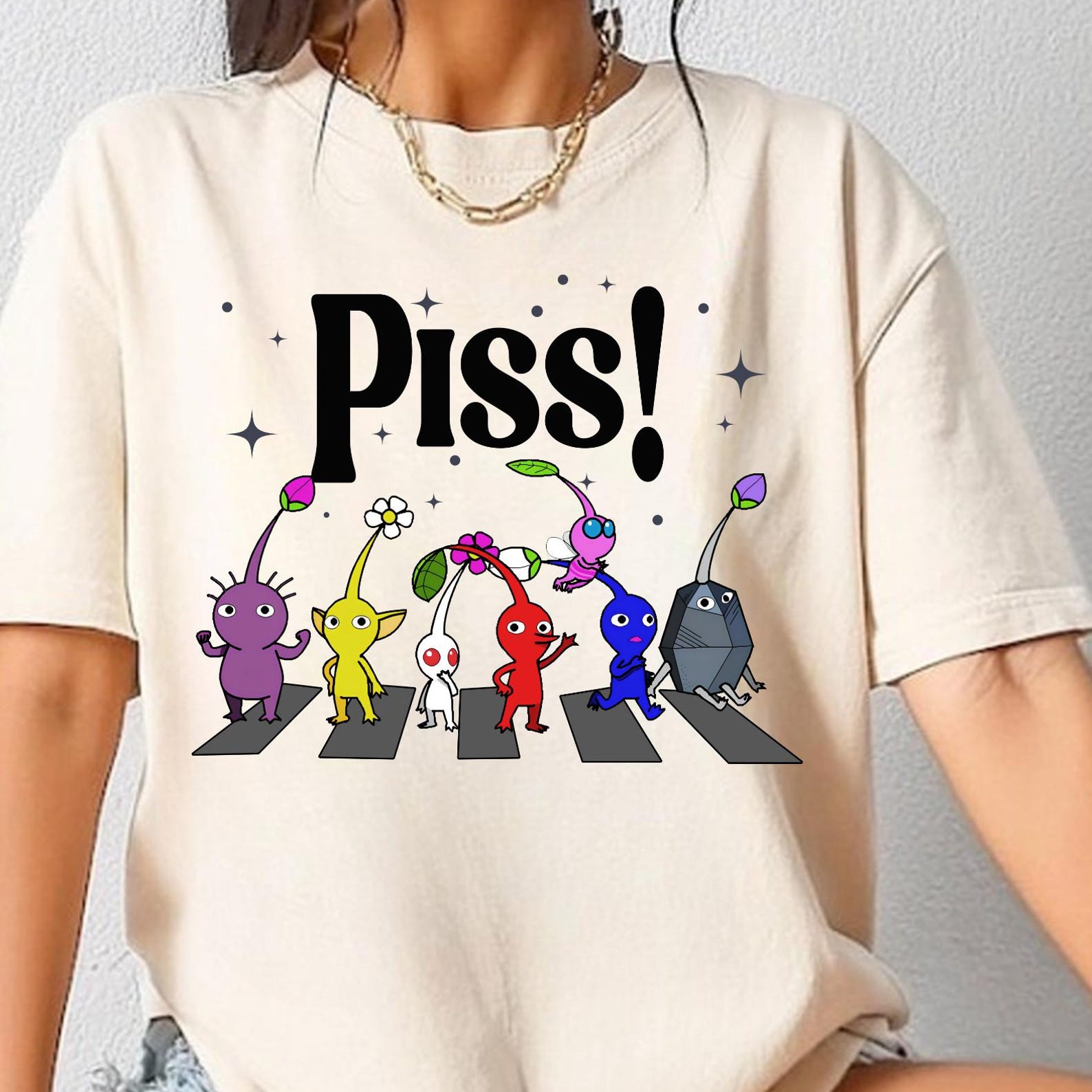 Pikmin PISS Shirt, Funny Pikmin TShirt, Colorful Gaming Tee, Game Lover Shirt, Gamer Humor Shirt, Comfort Color Shirt 4XL