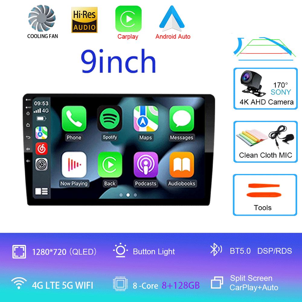 Android 14 2din Car Radio Multimedia Player 9 inch Carplay For Toyota Volkswagen Hyundai Kia Renault Nissan Honda Lad WIFI+4G