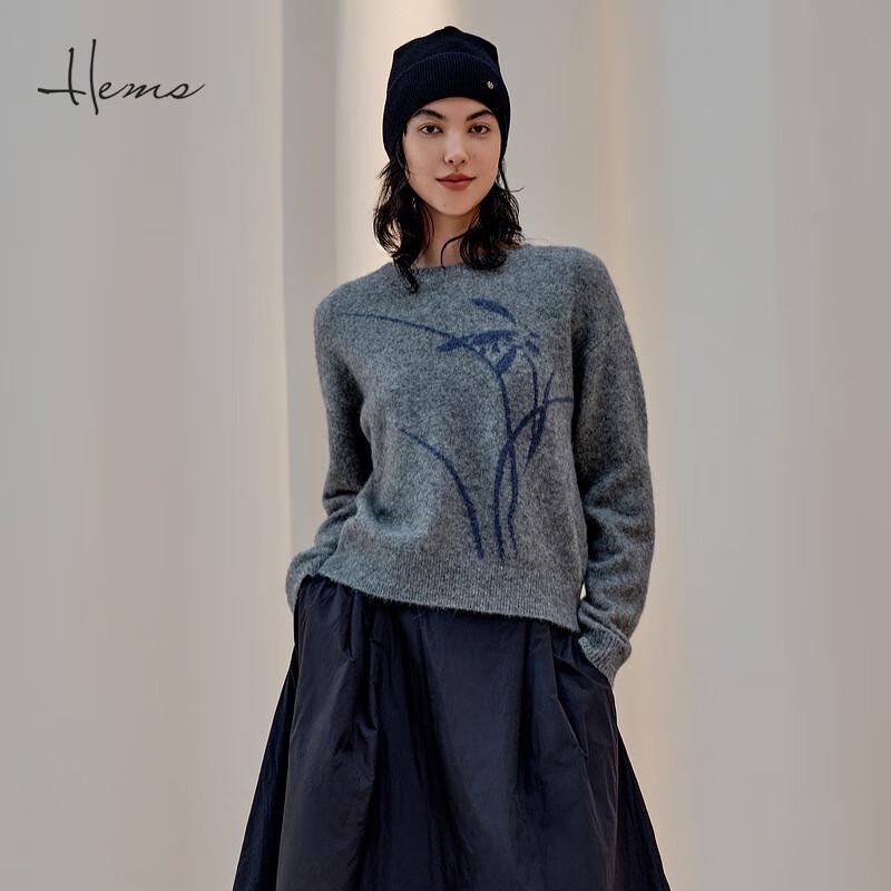 

HIRMANS Women s Low Round Neck Long Sleeve Knit Top 240J3B9E 2XL