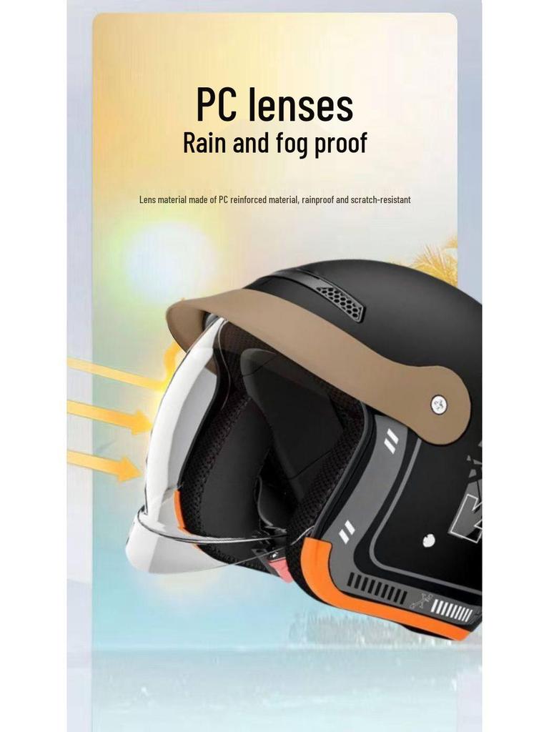 Unisex All-Season Electric Vehicle Helmet with Hidden Visor - Lightweight, Warm, & Safe for Autumn and Winter
