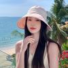 Empty top ice silk bucket hat women's summer eaves UV protection face cover sun hat versatile ponytail basin hat