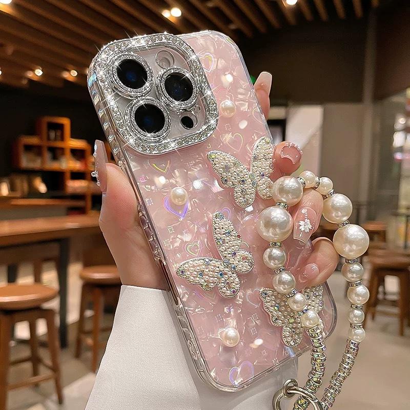 Shell-patterned Case for IPhone 11, Apple 17 Pro Max, 13mm Pearl Bow, 12/15mm Pro
