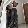 Vintage High Street Wide Leg Jeans American Retro Style Loose Fit Denim Pants Women Spring Summer