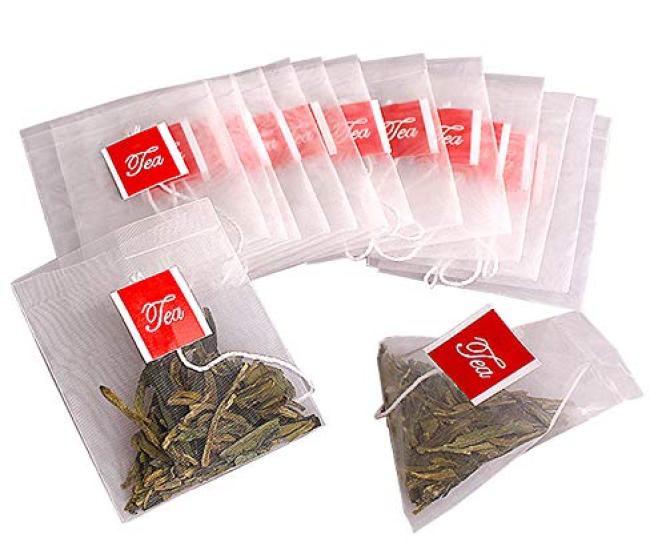 Aidour HM Tea Bags, Food-Grade Triangular Nylon Tea Bags, Empty Tea Bags, Pyramid-Shaped Tea Bags, Filter Bags, 500 Count (6.58cm, 500 Count)