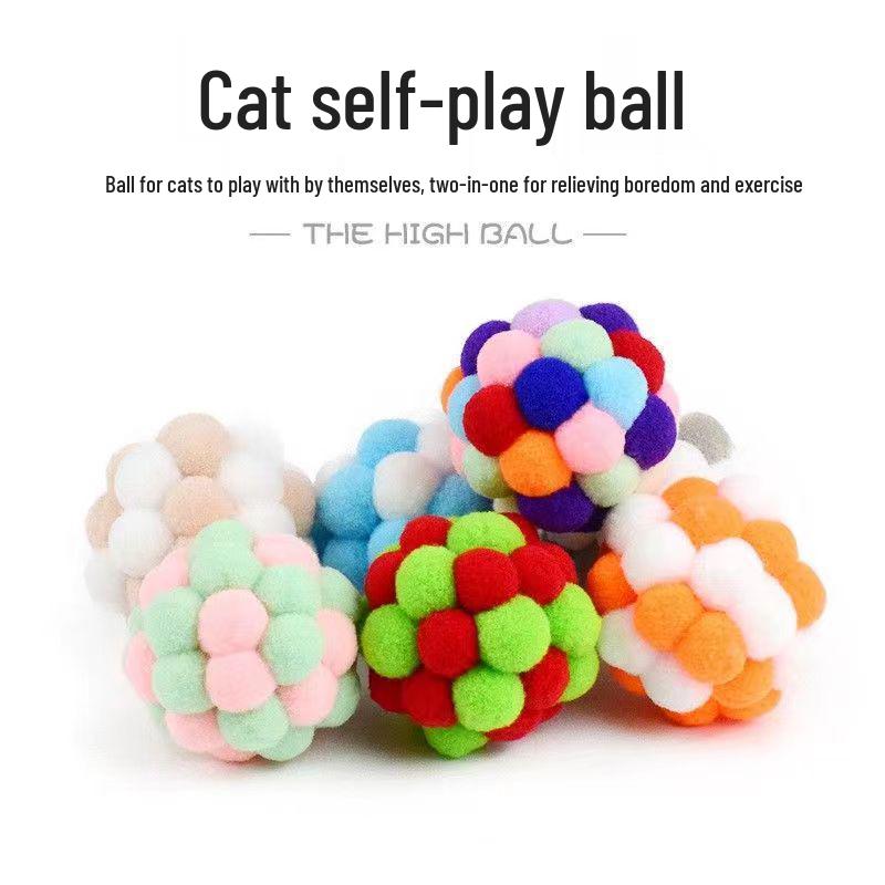 Seven-Color Elastic Wool Bell Ball for Cats