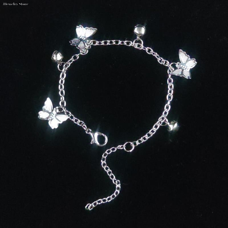 Silver Plated Pretty Nice Butterfly Chain Bracelet Fashion Charm Anklet Wedding Cute Women Lady Party Gift Wholesale
