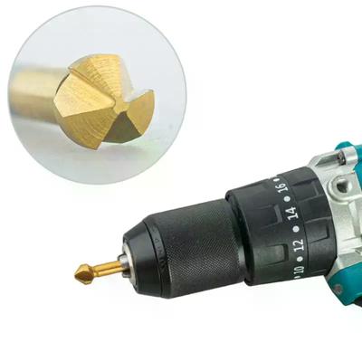 High-Speed Steel 6-Piece Set 3-Flute 90-Degree Angle Drill Bit Countersink Tool for Wood and Metal Deburring