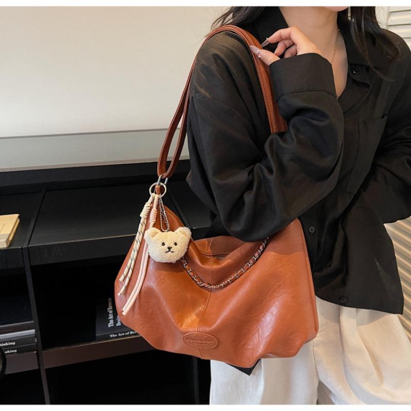 Large-capacity Retro Bag Women's Autumn and Winter New Casual Shoulder Messenger Bag Chain Pleated Tote Bag