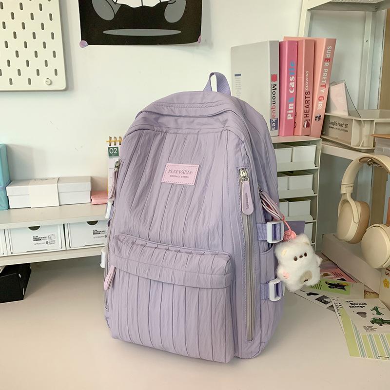 

Школьный рюкзак, школьный рюкзак, рюкзак для ученицы средней школы, новый популярный однотонный многосекционный дорожный рюкзак для ученика начальной школы single package фиолетовый