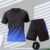 Sommer-Sportbekleidung für Herren, mit Farbverlauf bedruckt, Badminton-Set, Outdoor-Lauf-T-Shirt und Shorts, bequeme und atmungsaktive Kleidung