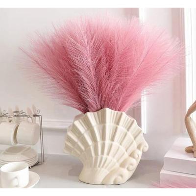 3 Pezzi Erba di Pampas Finta Piccola Soffice Fiori Artificiali Fiori Finti per Casa, Camera da Letto, Decorazione da Tavolo e Angolo Articoli per l'Artigianato (Senza Vaso Vaso)