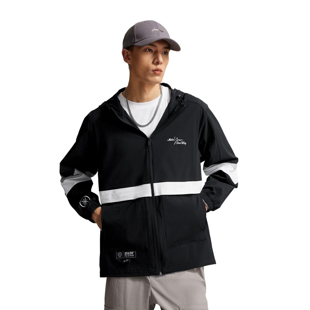 Li Ning Wade Series Comfortable Casual Minimalist Hooded Zipper Loose Letter Color Block Long Sleeve Jacket Men Jackets AFDV121-4
