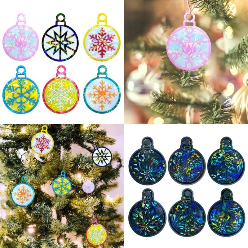 Light and Shadow Keychain Pendant Silicone Molds Christmas Snowflake Holographic Earrings Mold DIY Ornaments Mould Craft