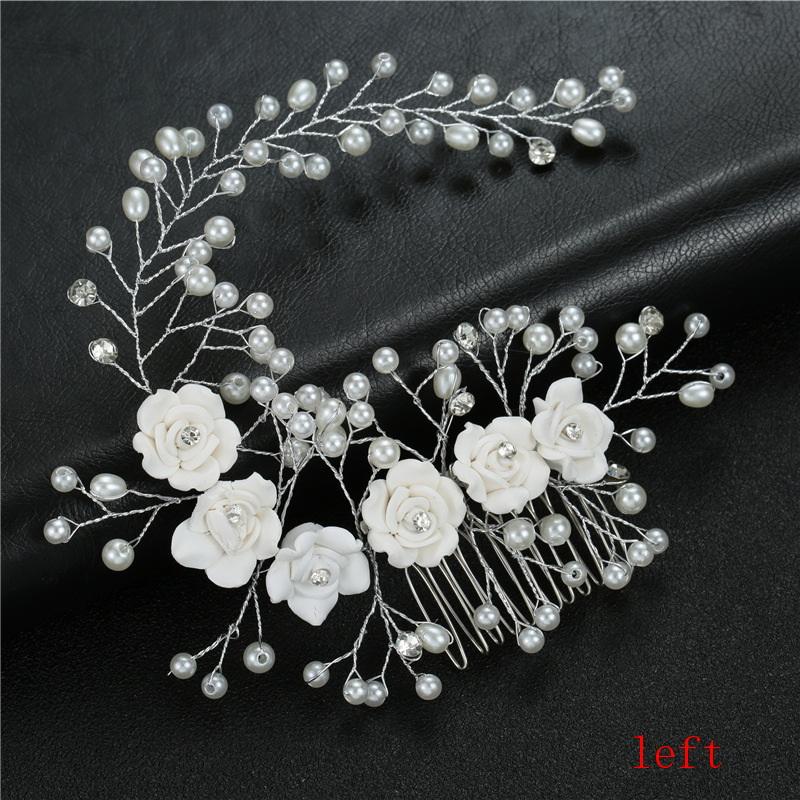 1Pcs Hair Accessories Made Hair Color Pearl Wedding Hair Combs For Bridal Flower Headpiece Women Hair Ornaments Jewelry
