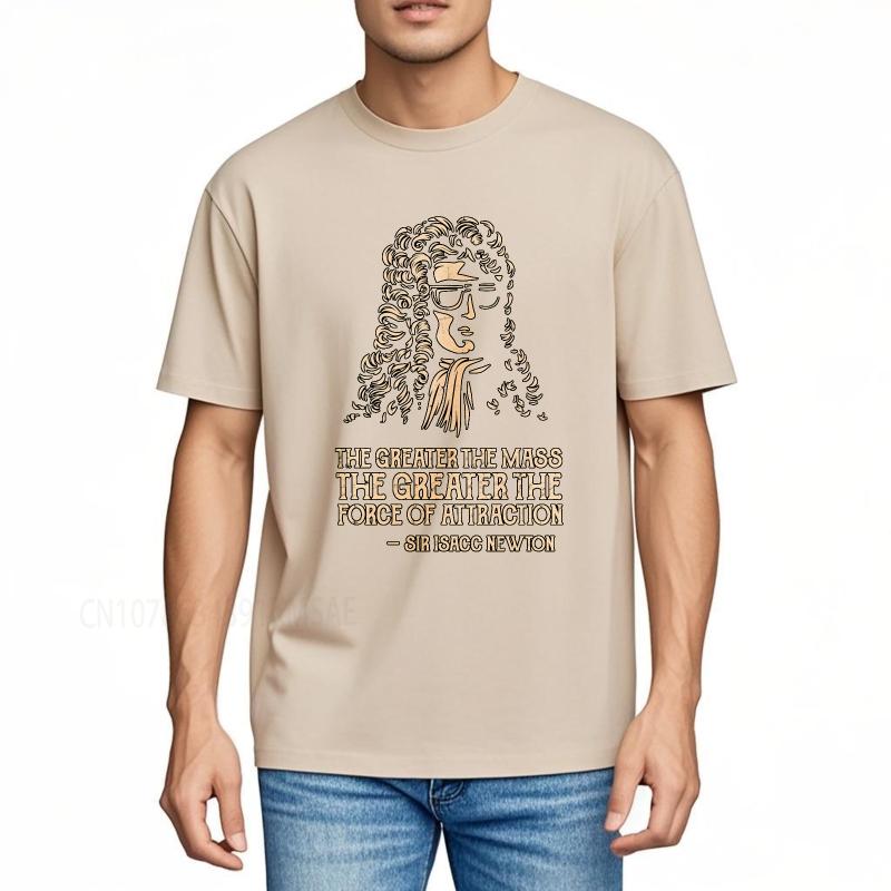 Oversized Summer Unisex T Shirt Isaac Newton Portrait With Quote Short Sleeve Relaxed Fit ONeck Tshirt Cotton Teeshirt