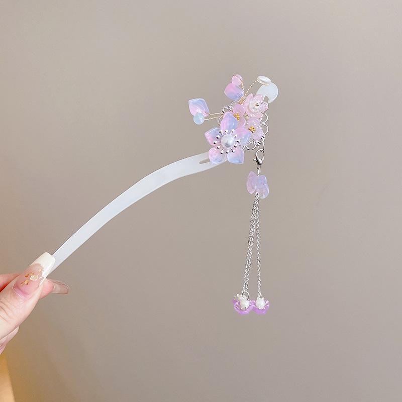 Elegant Retro Tassel Hairpin for Hanfu Updo - Women's Chinese Style Metal Hair Clip