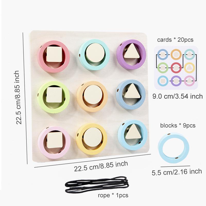 Non-Toxic Children'S Wooden Shape Color Cognitive Matching Puzzle Rope Threading Table Games Early Education Educational Toys For Children