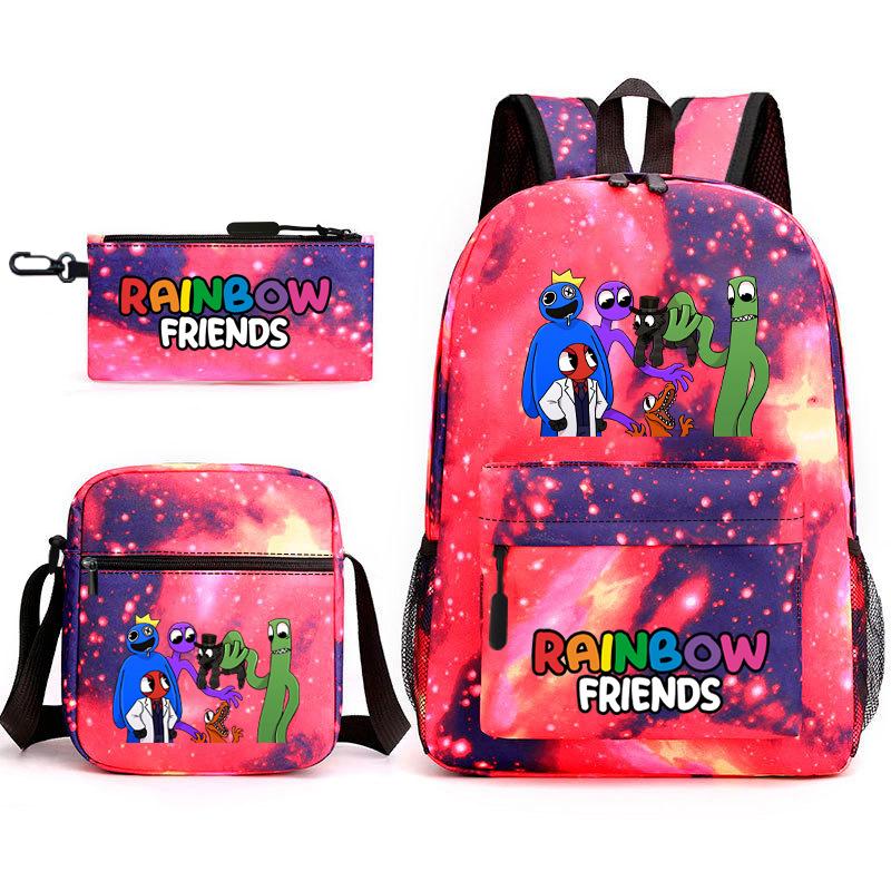 Rainbow Friends Surrounding Backpack Elementary School Student Starry Sky School Bag Three-piece Set