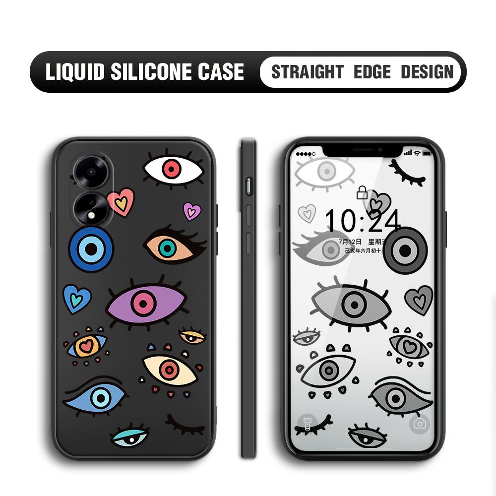 For OPPO A60 A18 A38 A52 A53 A96 A76 A36 A78 A98 Realme C30 C31 C33 C35 C55 C65 C67 Creative Eyes Design Soft Full Lens Protect Phone Case