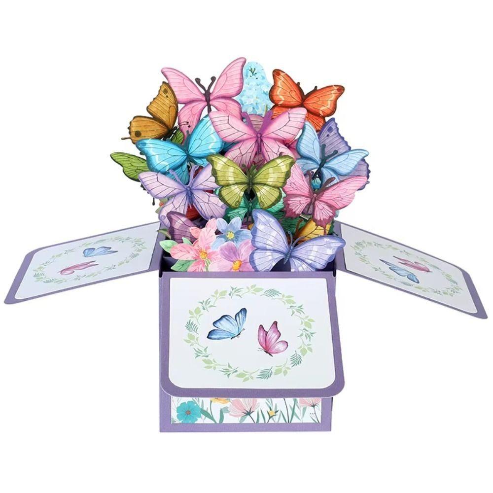 Floral Butterfly Design 3D Pop-Up Greeting Card Premium Quality Festival Use Pop-Up Birthday Card Handwritten Note