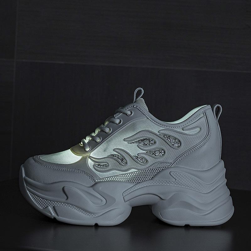 Koznoy 9cm Air Mesh Microfiber Genuine Leather Summer Platform Sneakers Vulcanize Breathable High Brand Casual Women Shoes Lady