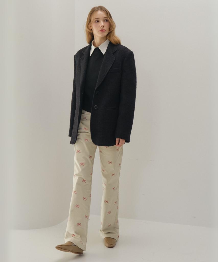 Okuka Ribbon Corduroy Straight Pants_Ivory
