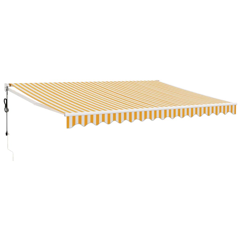 Electric Awning with Crank Yellow and White 4 x 3 m